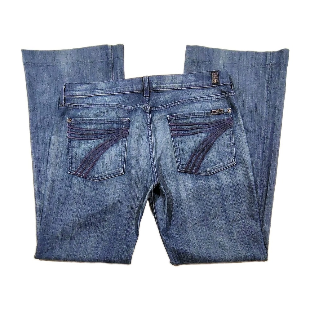 7 For All Mankind Dojo Women Bootcut Flare Jeans Blue Size 32 Mid Rise Denim USA - Picture 5 of 16
